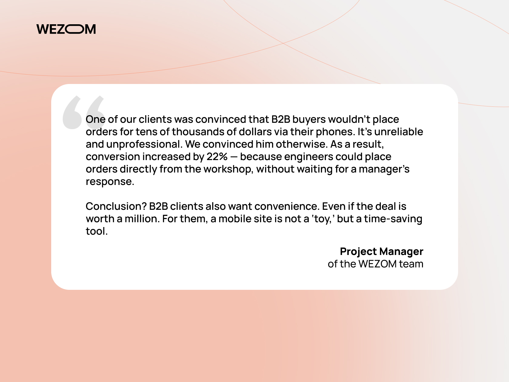 B2B mobile commerce success story highlighting increased conversions via mobile website
